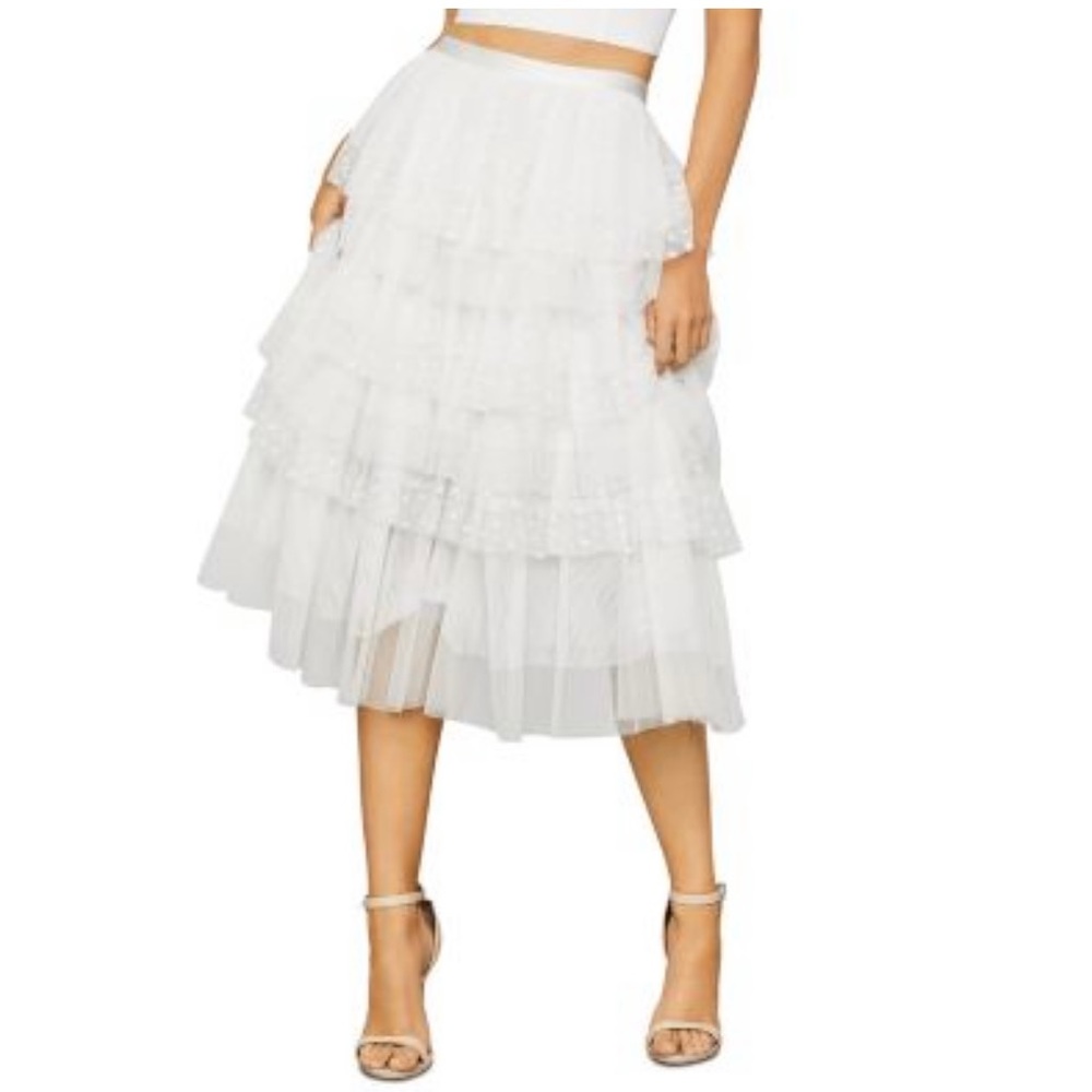 BCBGMAXAZRIA Flocked Dot Tulle Skirt